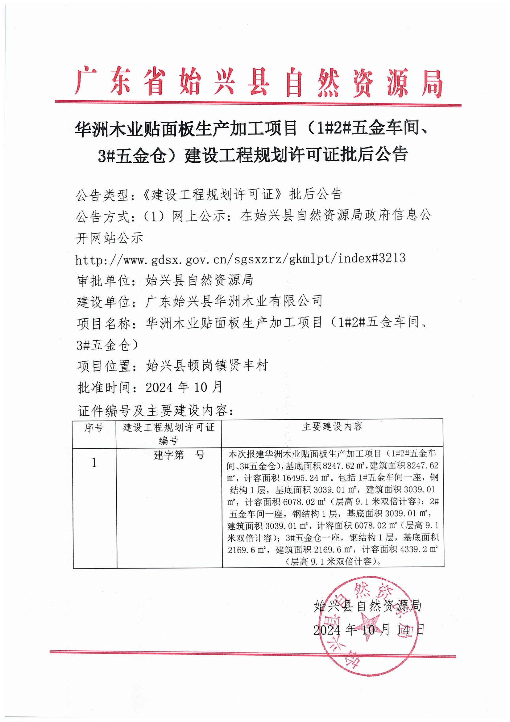 华洲木业贴面板生产加工项目（1#2#五金车间、3#五金仓）建设工程规划许可证批后公告.jpg