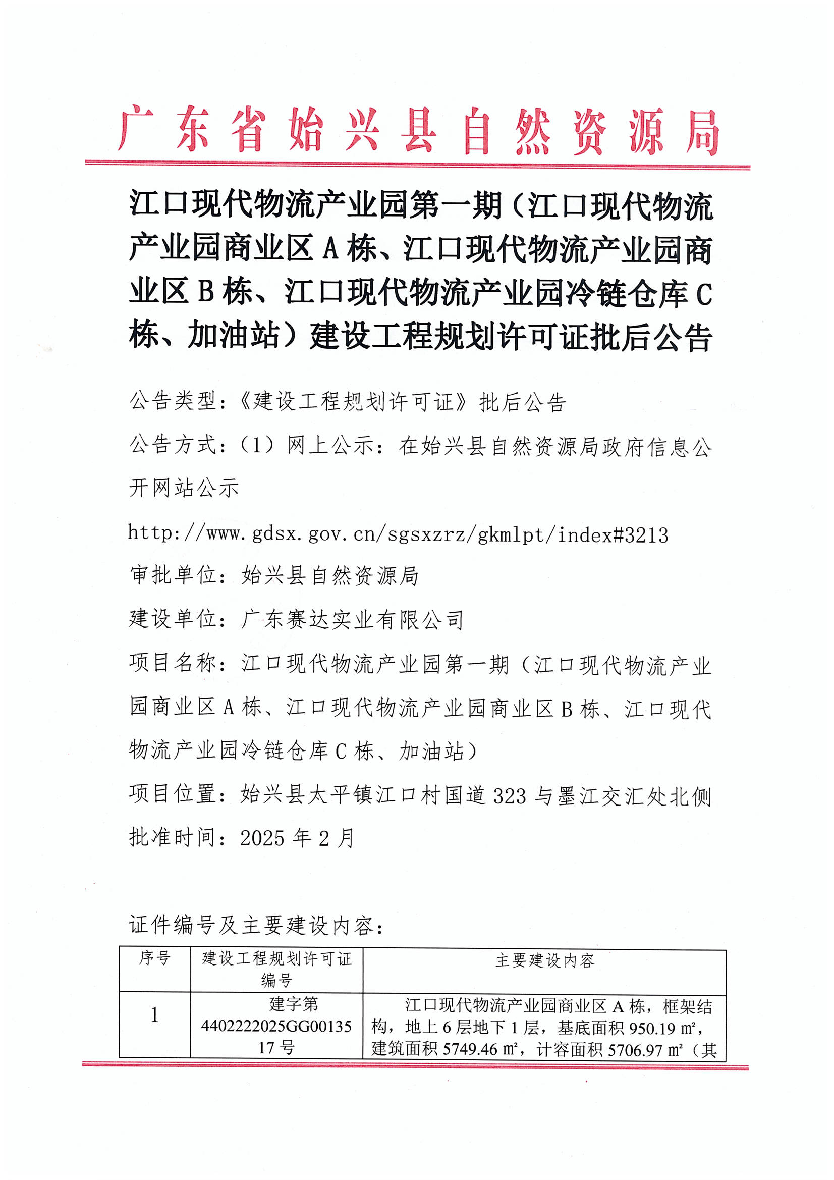 江口现代物流产业园第一期（江口现代物流产业园商业区A栋、江口现代物流产业园商业区B栋、江口现代物流产业园冷链仓库C栋、加油站）建设工程规划许可证批后公告.jpg