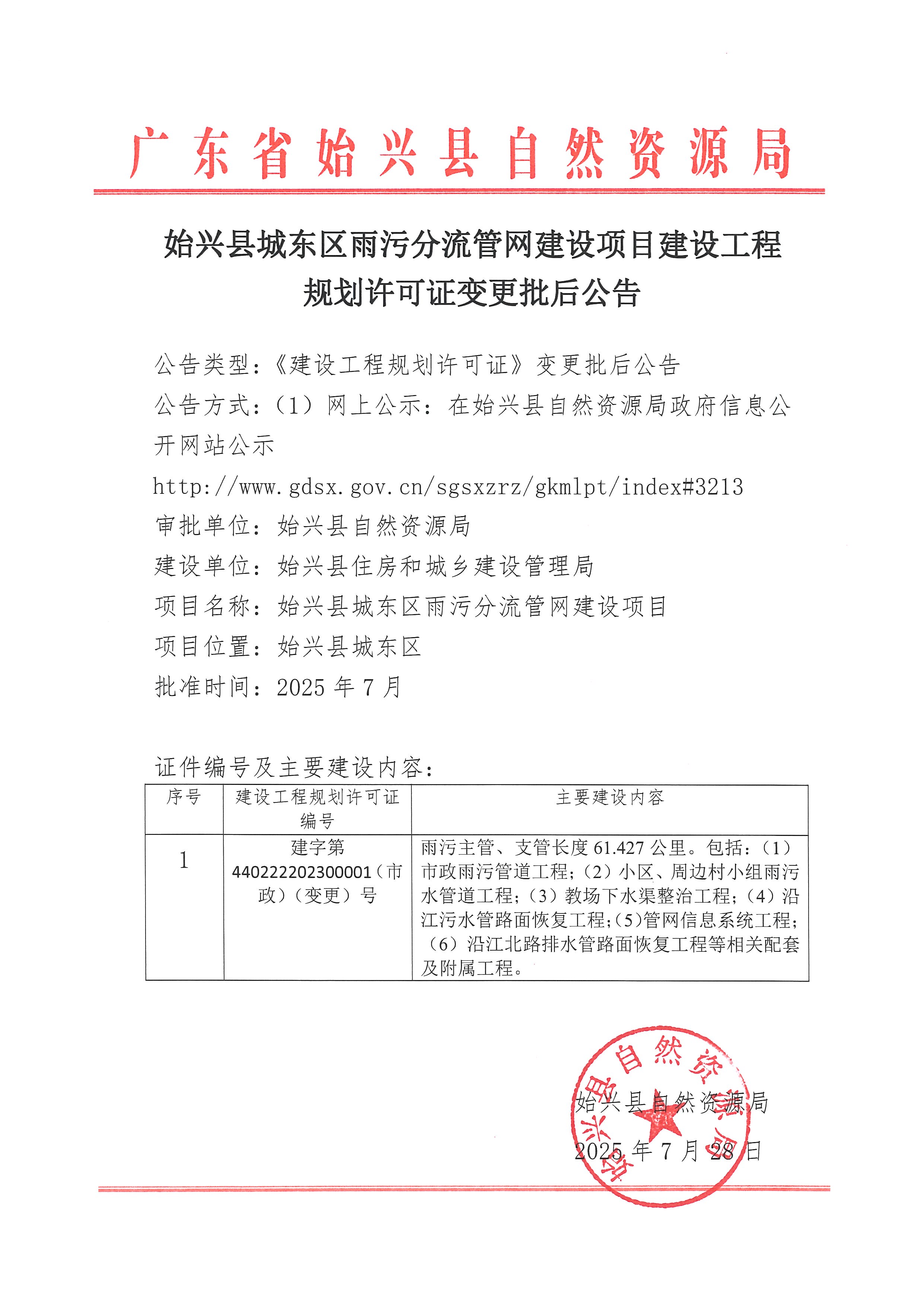 始兴县城东区雨污分流管网建设项目建设工程规划许可证变更批后公告.jpg