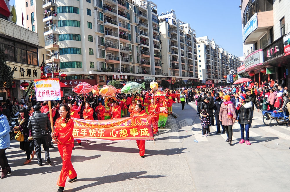 沈所镇花艇舞也是我县曾经流传一时的民间艺术，它通过夸张的花艇和玉蚌，表现渔家丰富多彩的生活，也预示来年更加五彩缤纷，平安吉祥！